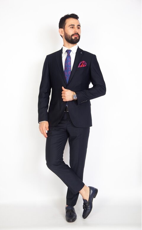 Modrý pánský oblek Slim Fit, model Gabriel