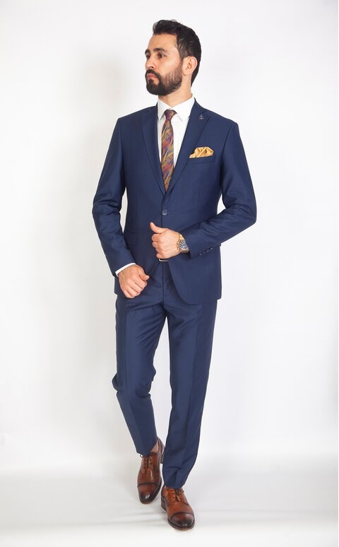 Modrý pánský oblek Slim Fit, model Matteo