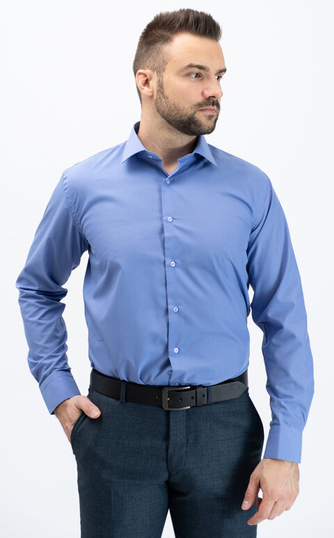 Pánská košile s dlouhým rukávem - modrofialová