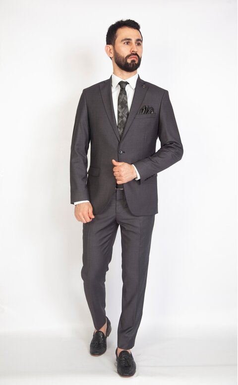 Šedý pánský oblek Slim Fit, model Samuel