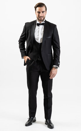 Černý pánský smoking Slim Fit s vestou, model Anthony