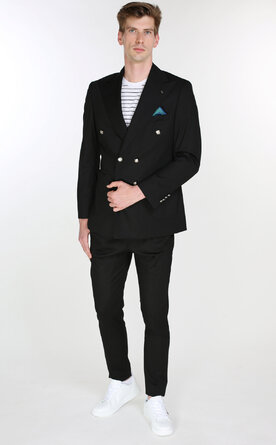 Dvouřadý černý pánský oblek Slim Fit, model Felipe