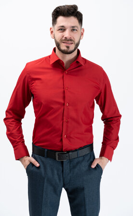 Pánská košile s dlouhým rukávem - červená