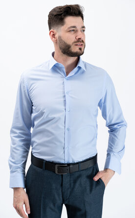 Pánská košile s dlouhým rukávem - pastelově modrá