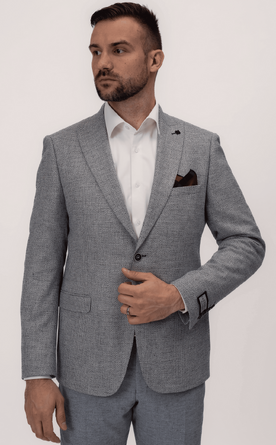Světle šedomodré pánské sako Slim Fit