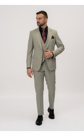 Světle zelený pánský oblek Slim Fit s vestou, model Joaquin